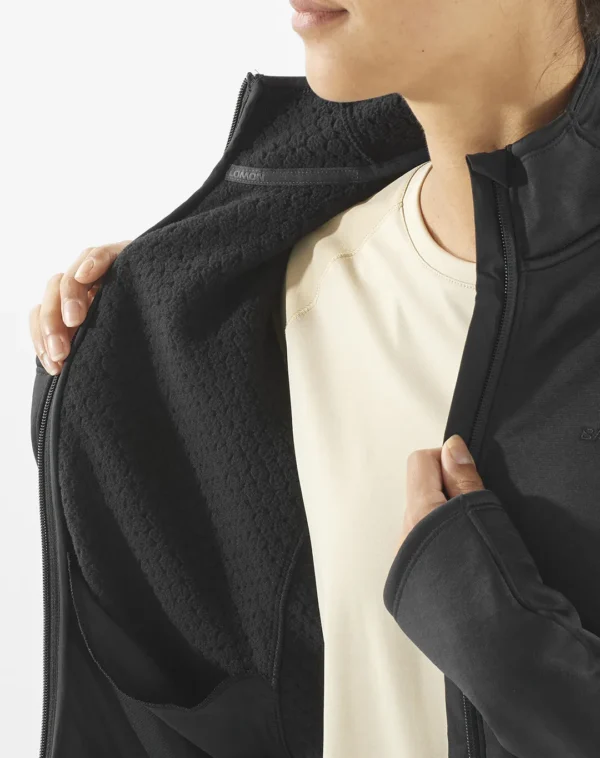 עליונית נשים פליז Sntial Midfleece Fz – SALOMON-LC2294000 – deep-black – 3