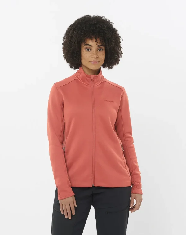 עליונית נשים פליז Sntial Midfleece Fz – SALOMON-LC2294300 – tandoori-spice – 1