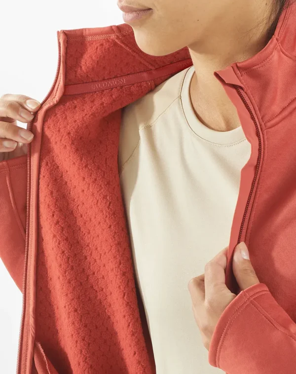 עליונית נשים פליז Sntial Midfleece Fz – SALOMON-LC2294300 – tandoori-spice – 3